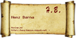 Henz Barna névjegykártya